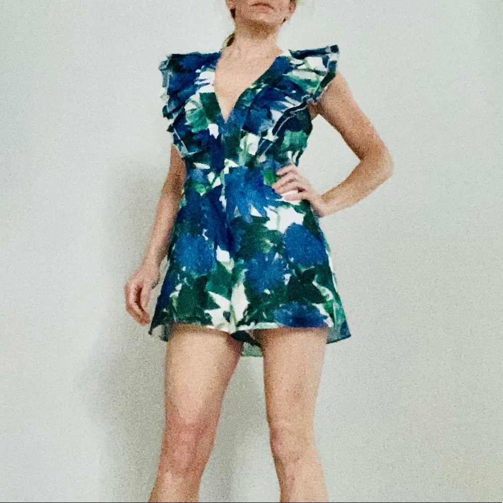 Luxxel Blue and White Romper
